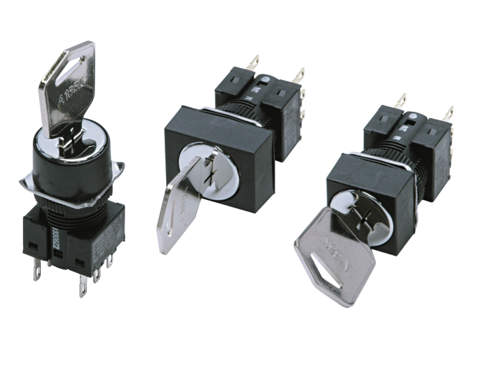 Key-type Selector Switch (Detachable) (Cylindrical 16-dia.) A165K